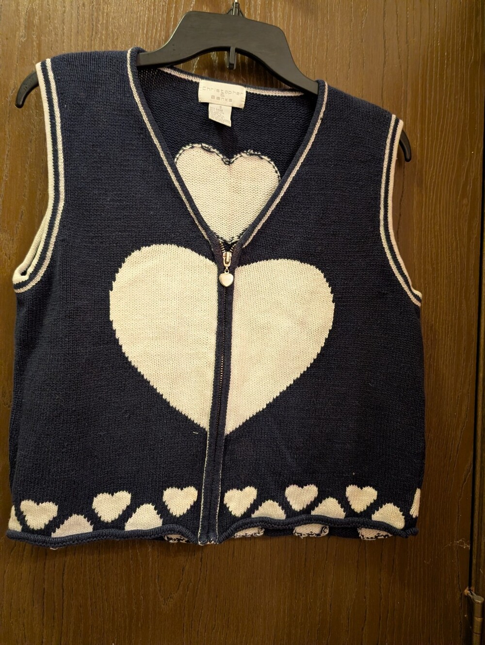 Christopher & Banks Vintage Y2K Zip Up Heart Sweater Vest Women’s Small